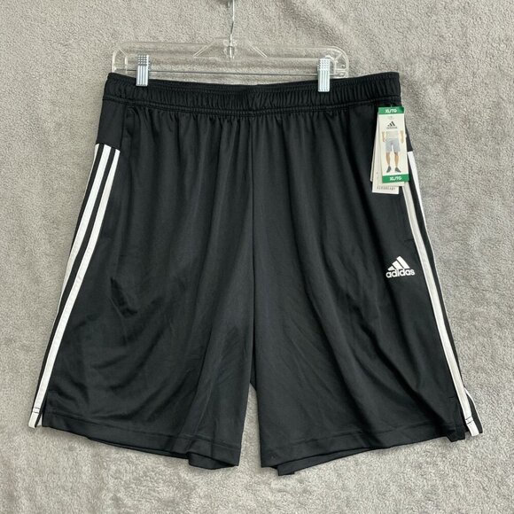 NEW Adidas Men's XL Stripe Shorts Black/White Polyester Athletic - Picture 2 of 8